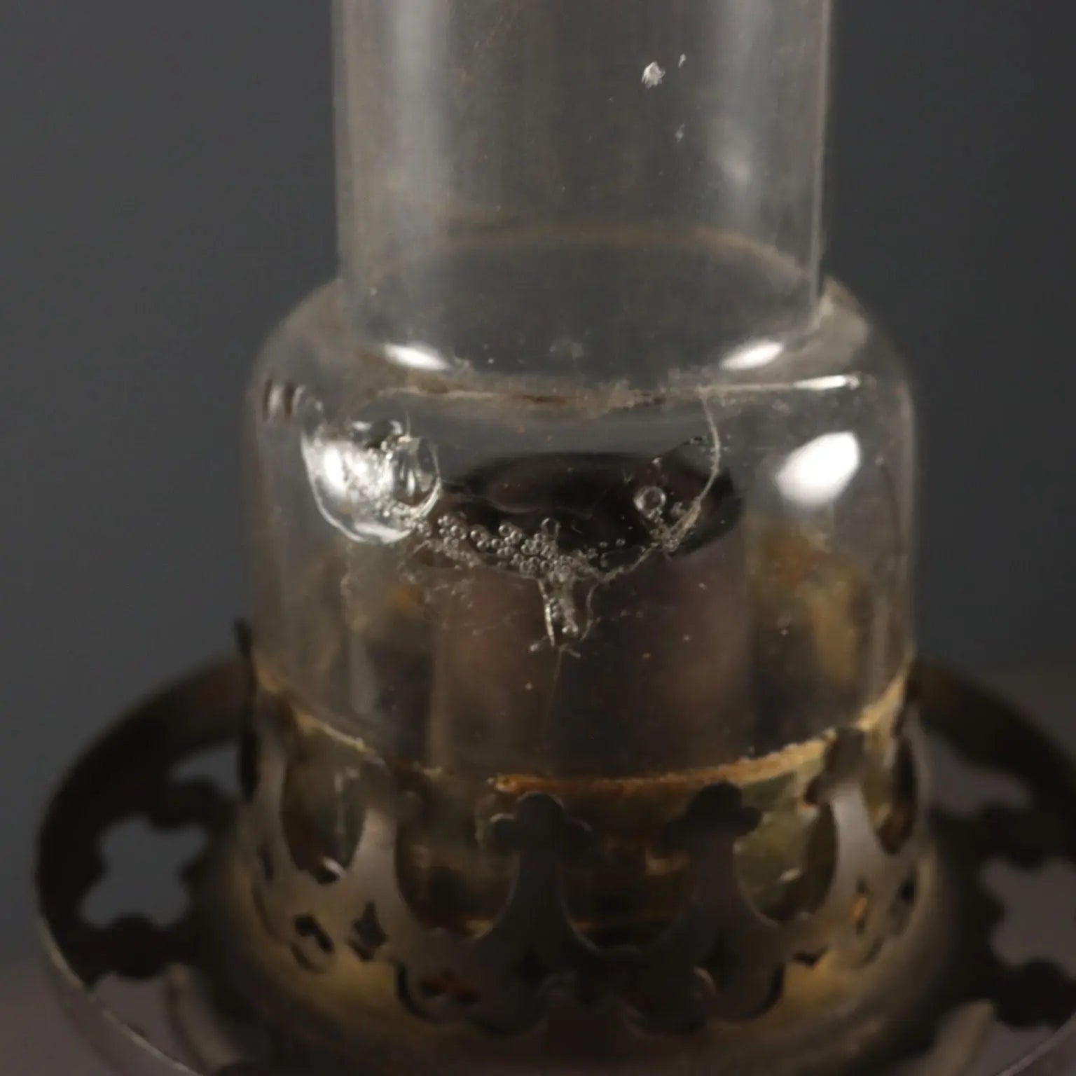 Kosmos Brenner Oil Lamp in Bronze and Porcelain