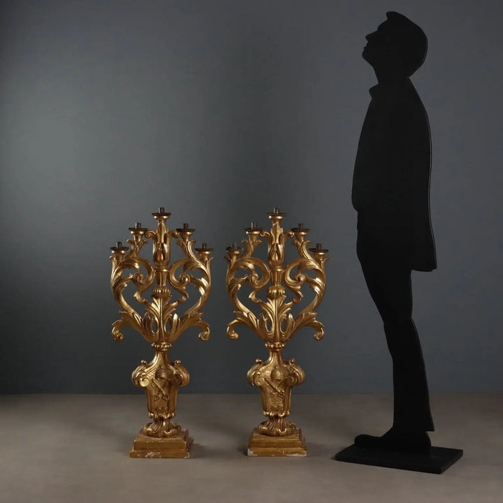 Antique Candelabra Gilded Carved Wood 5 Lights XVIII Century - Italy, XVIII Century | Antiques | Lighting