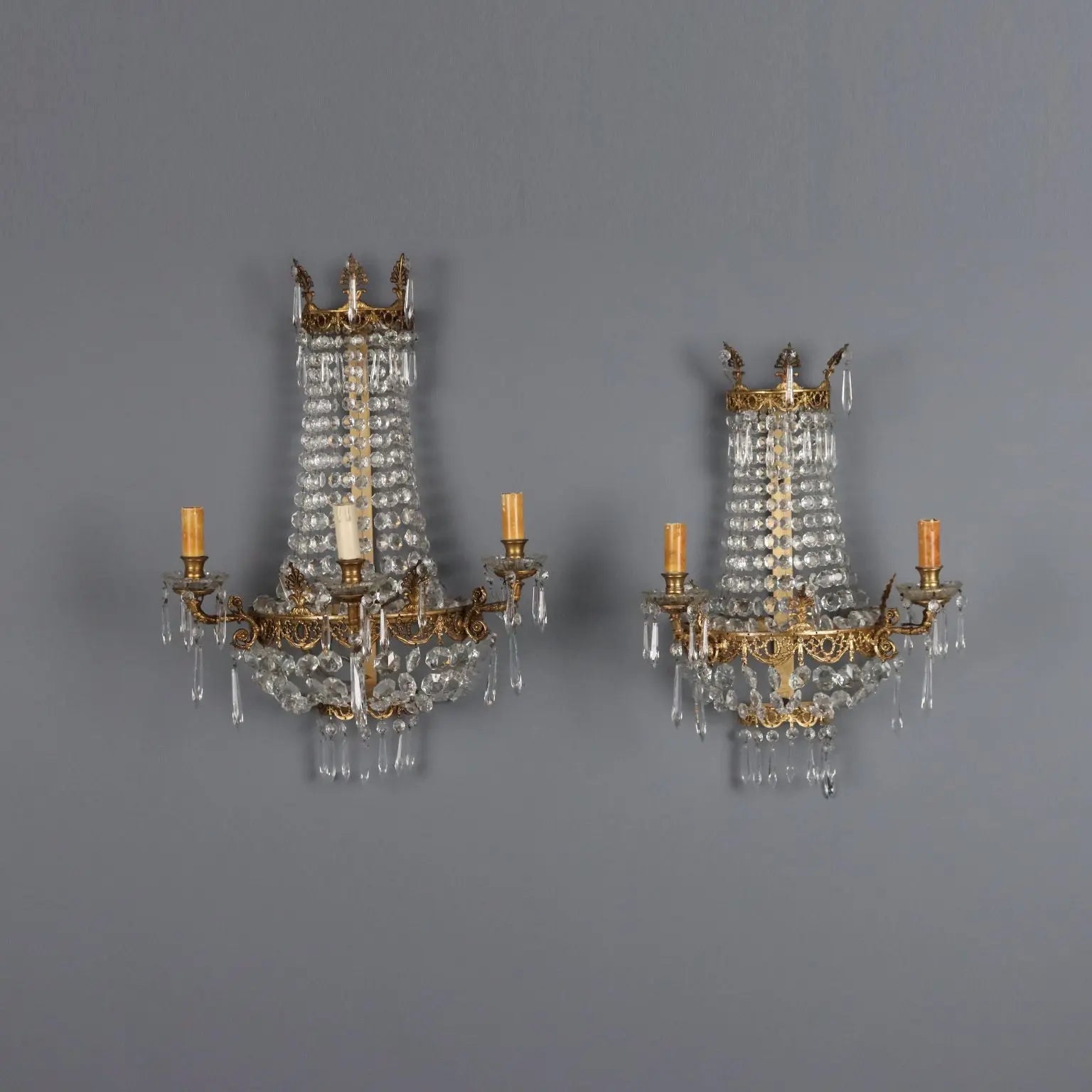 Pair of Neoclassical Gilt Bronze Wall Lights