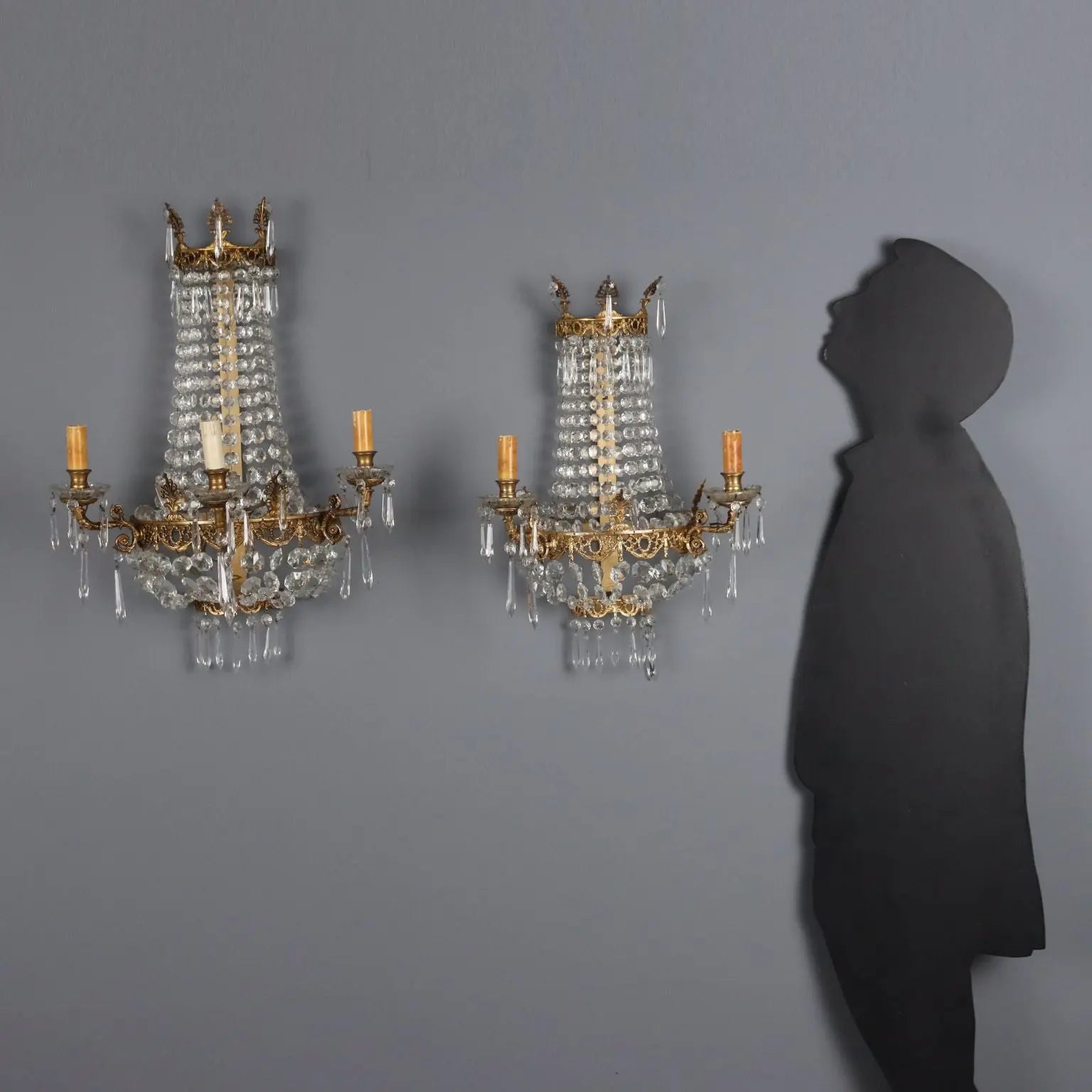 Pair of Neoclassical Gilt Bronze Wall Lights