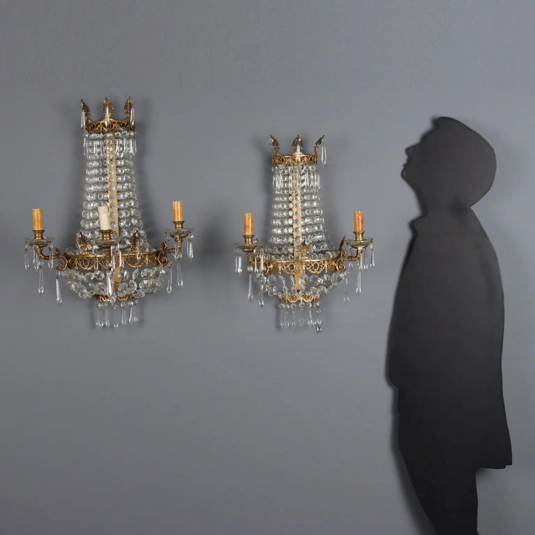Pair of Neoclassical Gilt Bronze Wall Lights