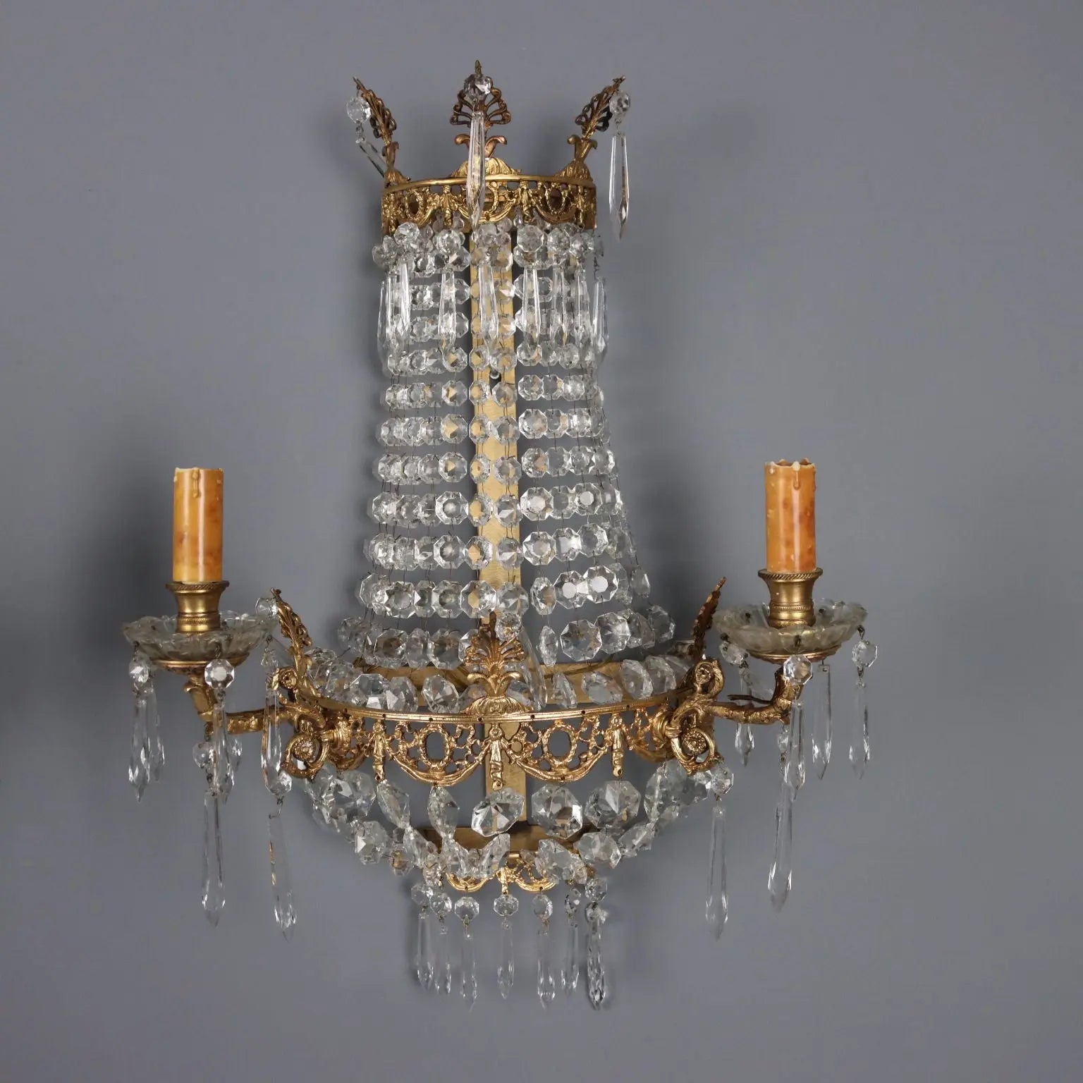 Pair of Neoclassical Gilt Bronze Wall Lights