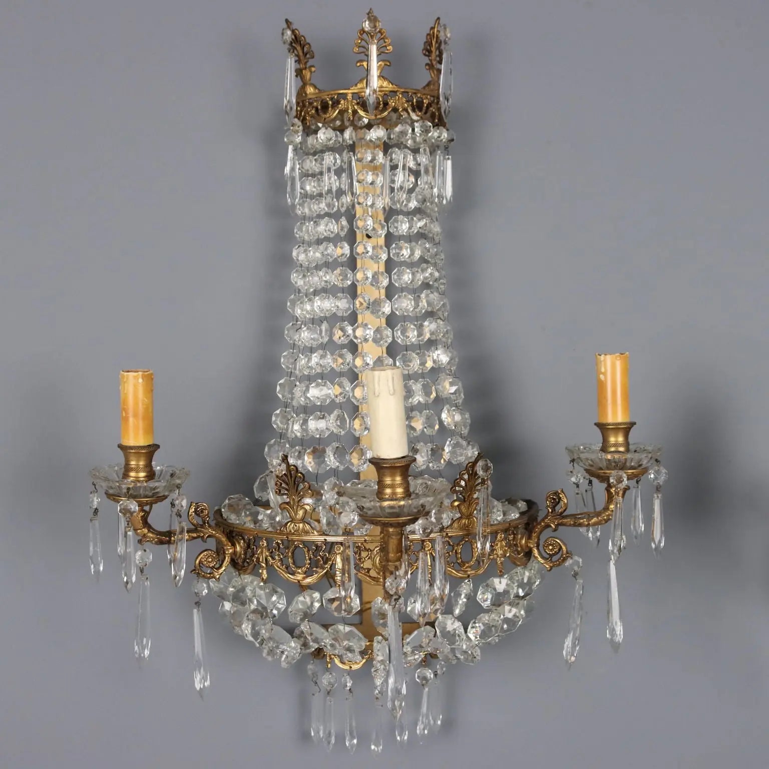 Pair of Neoclassical Gilt Bronze Wall Lights