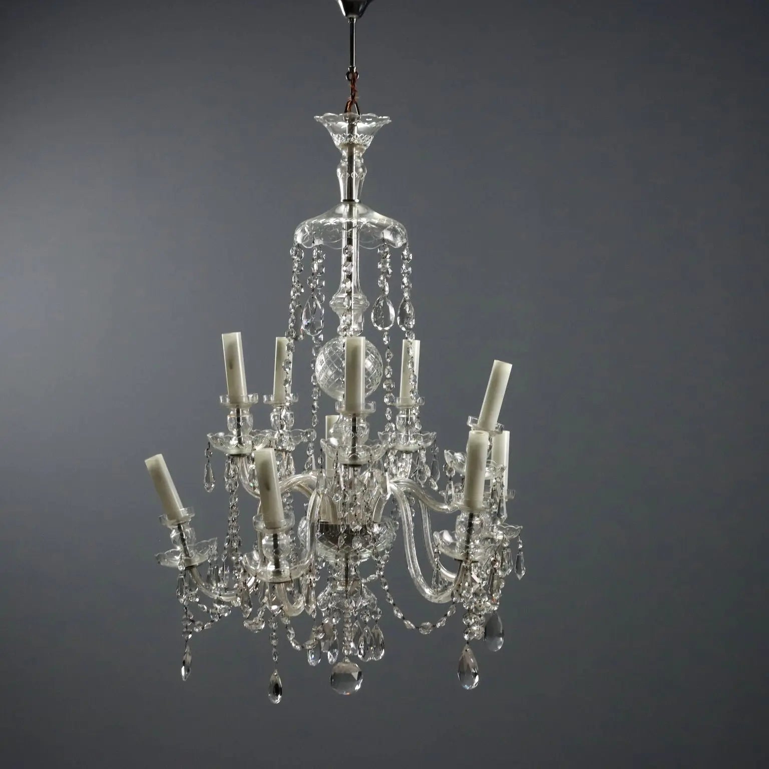 Antique Chandelier Glass 12 Lights Italy XX Century - Italy, XX Century | Antiques | Lighting