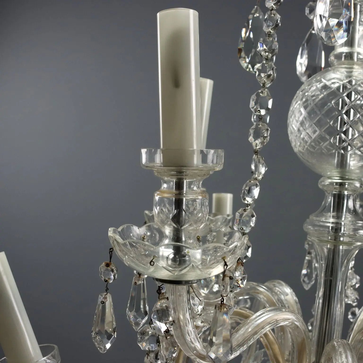 Antique Chandelier Glass 12 Lights Italy XX Century - Italy, XX Century | Antiques | Lighting