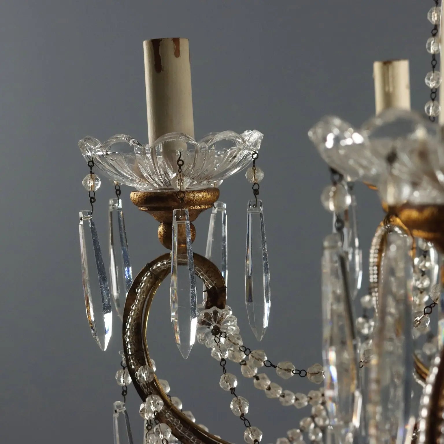 Antique Chandelier Gilded Iron 6 Lights Italy Early XX Century - Italy, XX Century | Antiques | Lighting