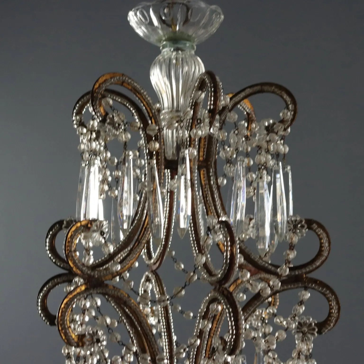 Antique Chandelier Gilded Iron 6 Lights Italy Early XX Century - Italy, XX Century | Antiques | Lighting