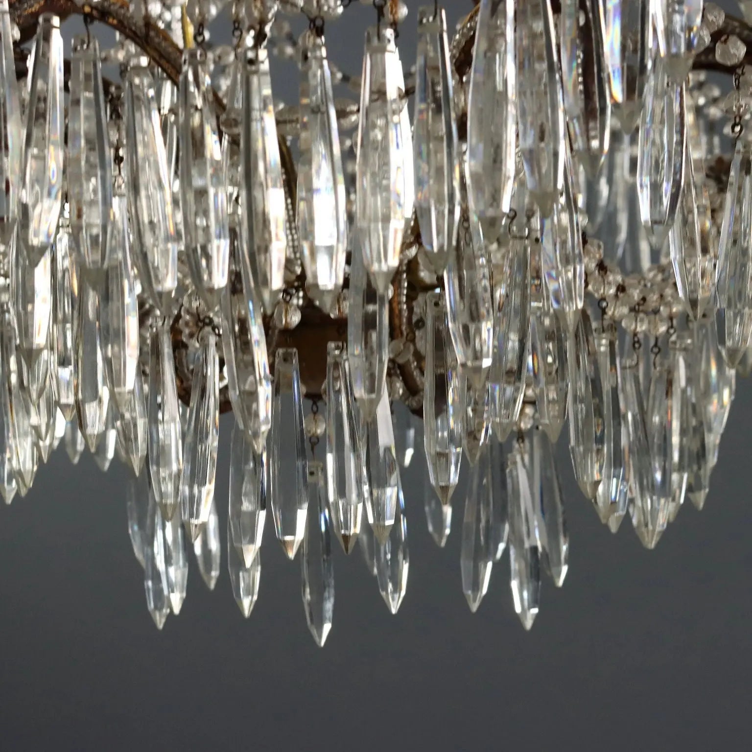 Antique Chandelier Gilded Iron 6 Lights Italy Early XX Century - Italy, XX Century | Antiques | Lighting