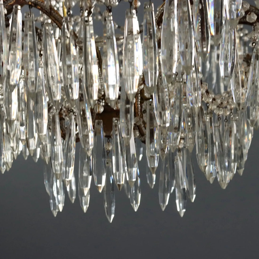 Antique Chandelier Gilded Iron 6 Lights Italy Early XX Century - Italy, XX Century | Antiques | Lighting