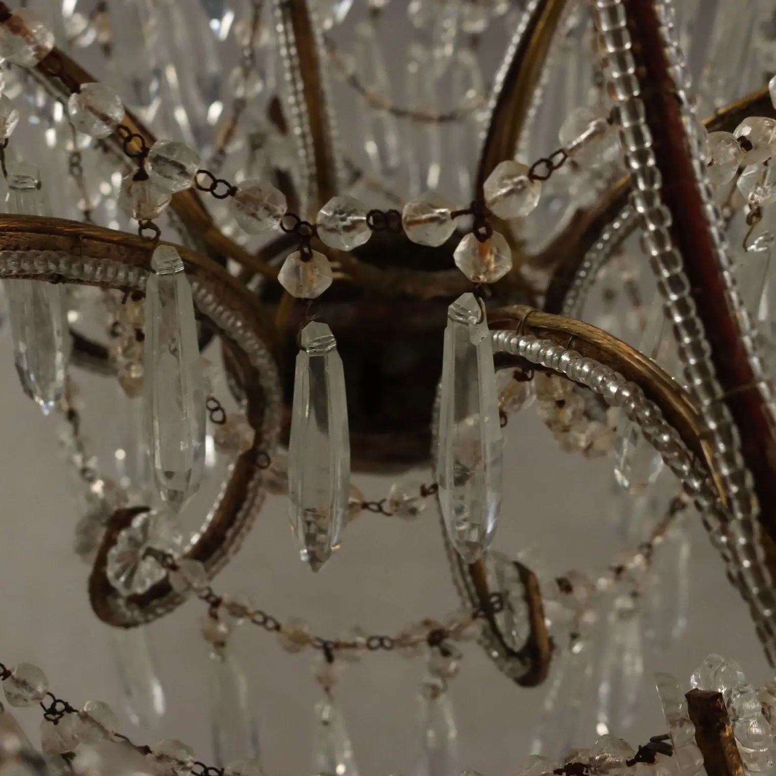 Antique Chandelier Gilded Iron 6 Lights Italy Early XX Century - Italy, XX Century | Antiques | Lighting