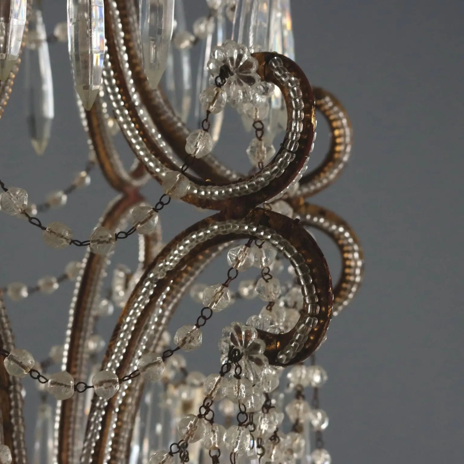 Antique Chandelier Gilded Iron 6 Lights Italy Early XX Century - Italy, XX Century | Antiques | Lighting