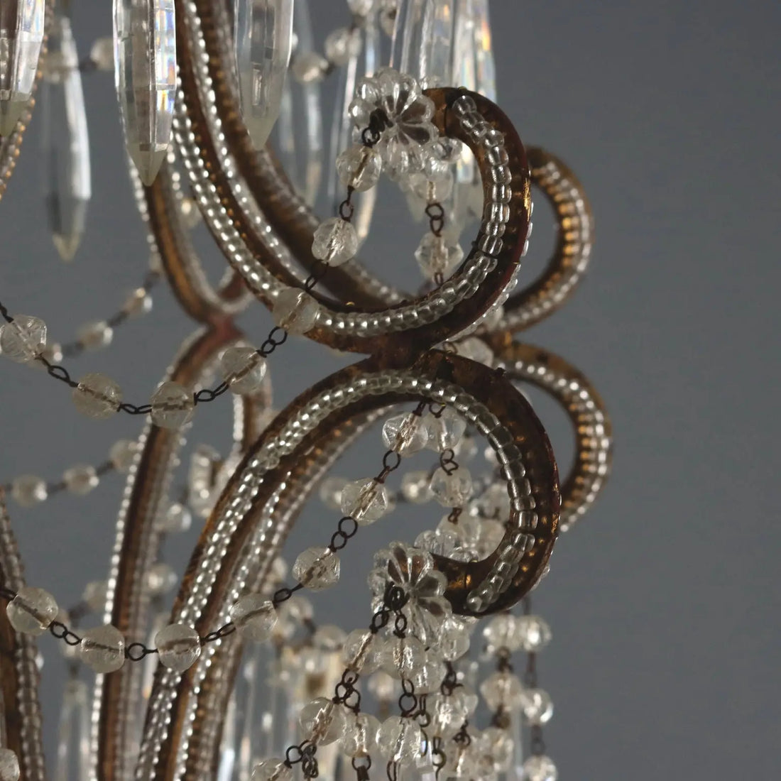 Antique Chandelier Gilded Iron 6 Lights Italy Early XX Century - Italy, XX Century | Antiques | Lighting