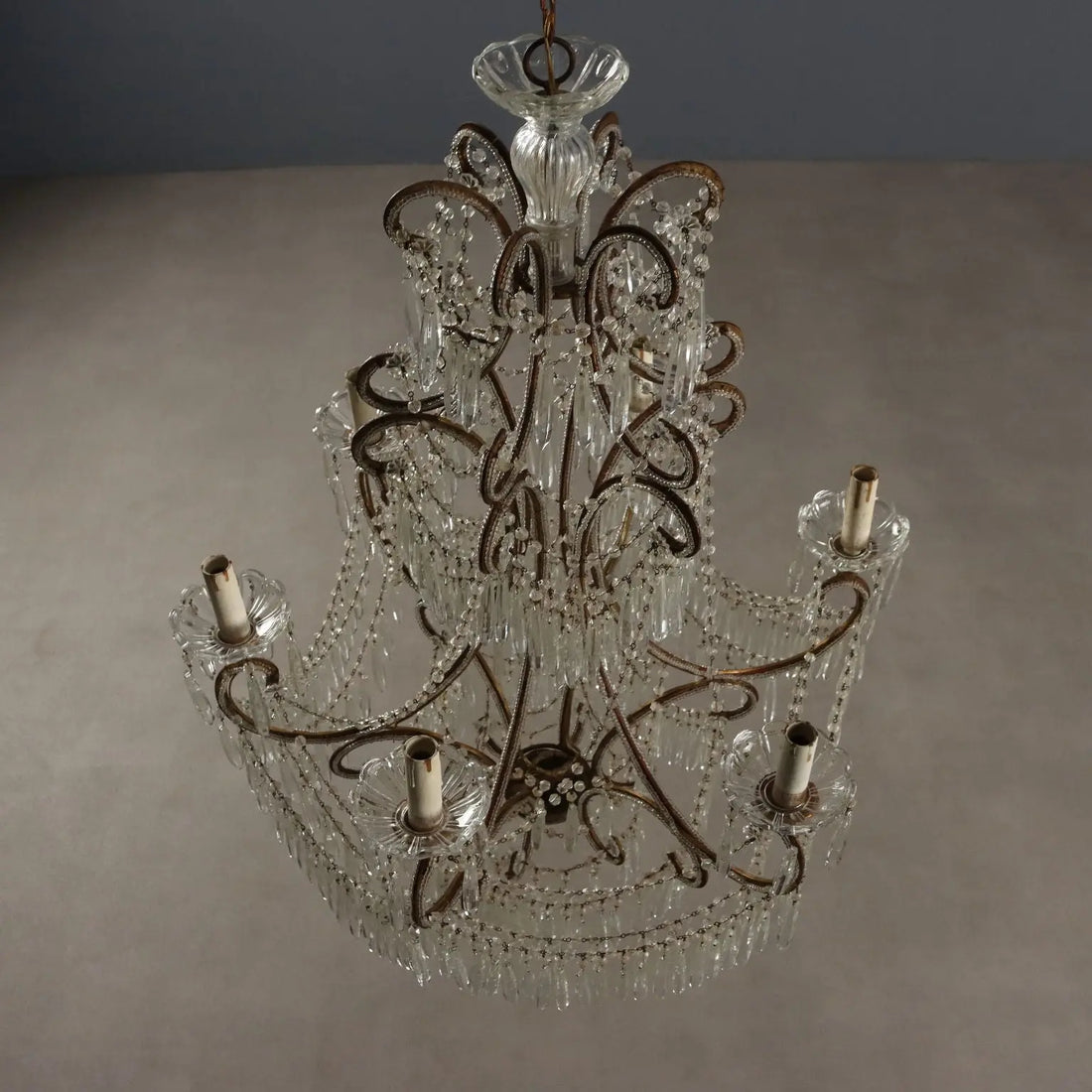 Antique Chandelier Gilded Iron 6 Lights Italy Early XX Century - Italy, XX Century | Antiques | Lighting