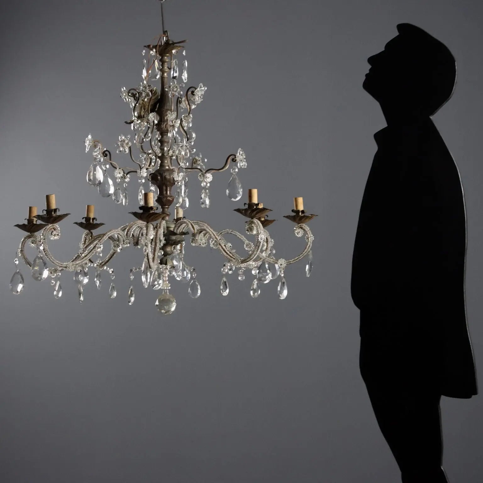 Antique Chandelier Metal Glass 8 Lights Italy XIX Century - Italy, XIX Century | Antiques | Lighting