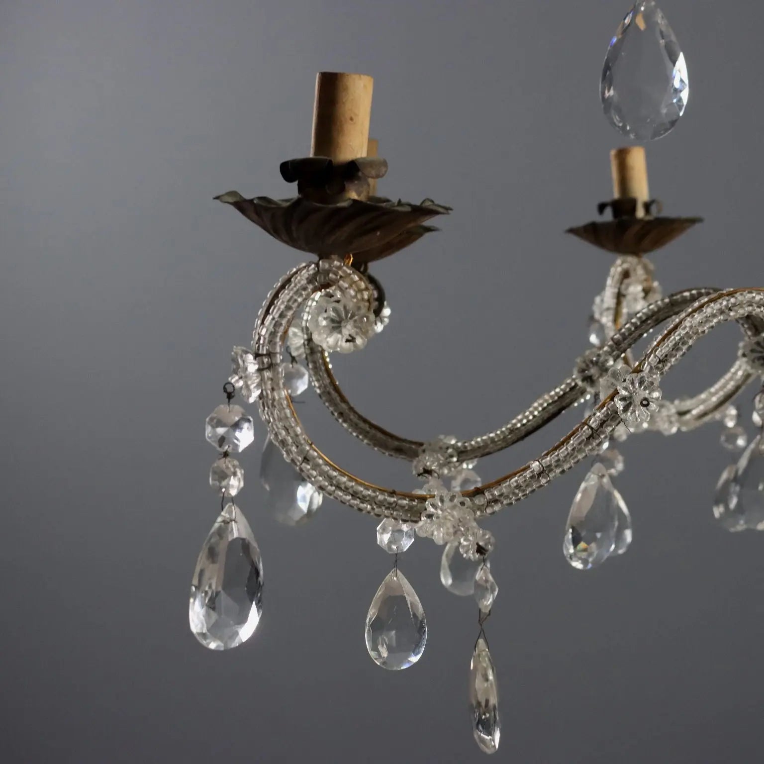 Antique Chandelier Metal Glass 8 Lights Italy XIX Century - Italy, XIX Century | Antiques | Lighting