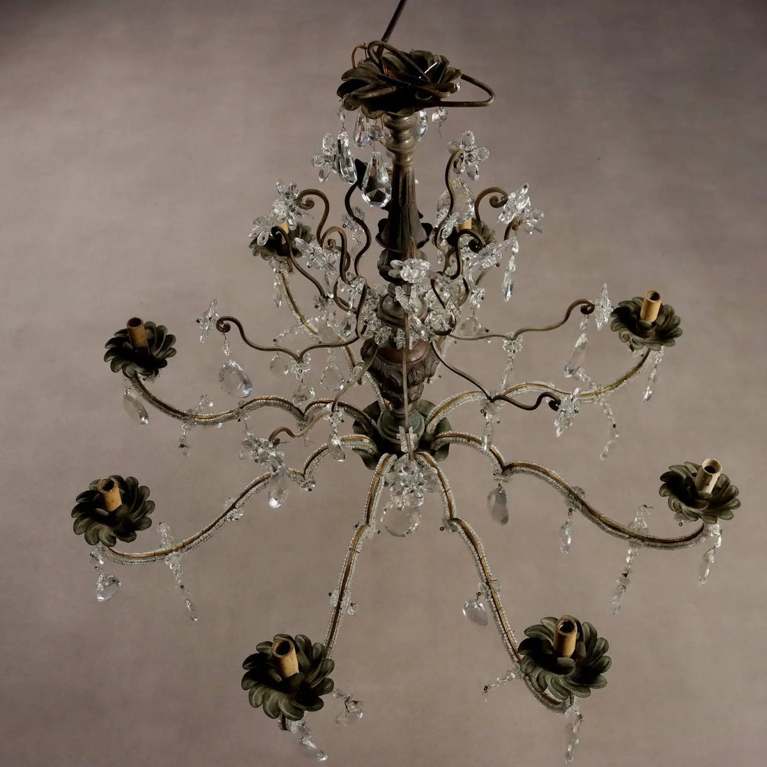 Antique Chandelier Metal Glass 8 Lights Italy XIX Century - Italy, XIX Century | Antiques | Lighting