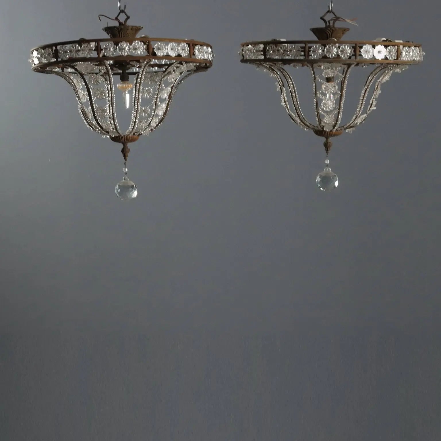 Antique Chandeliers Metal Glass 8 Lights Italy XX Century - Italy, Early XX Century | Antiques | Lighting