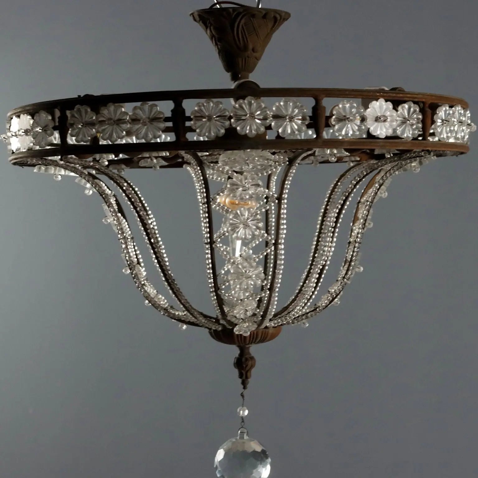 Antique Chandeliers Metal Glass 8 Lights Italy XX Century - Italy, Early XX Century | Antiques | Lighting