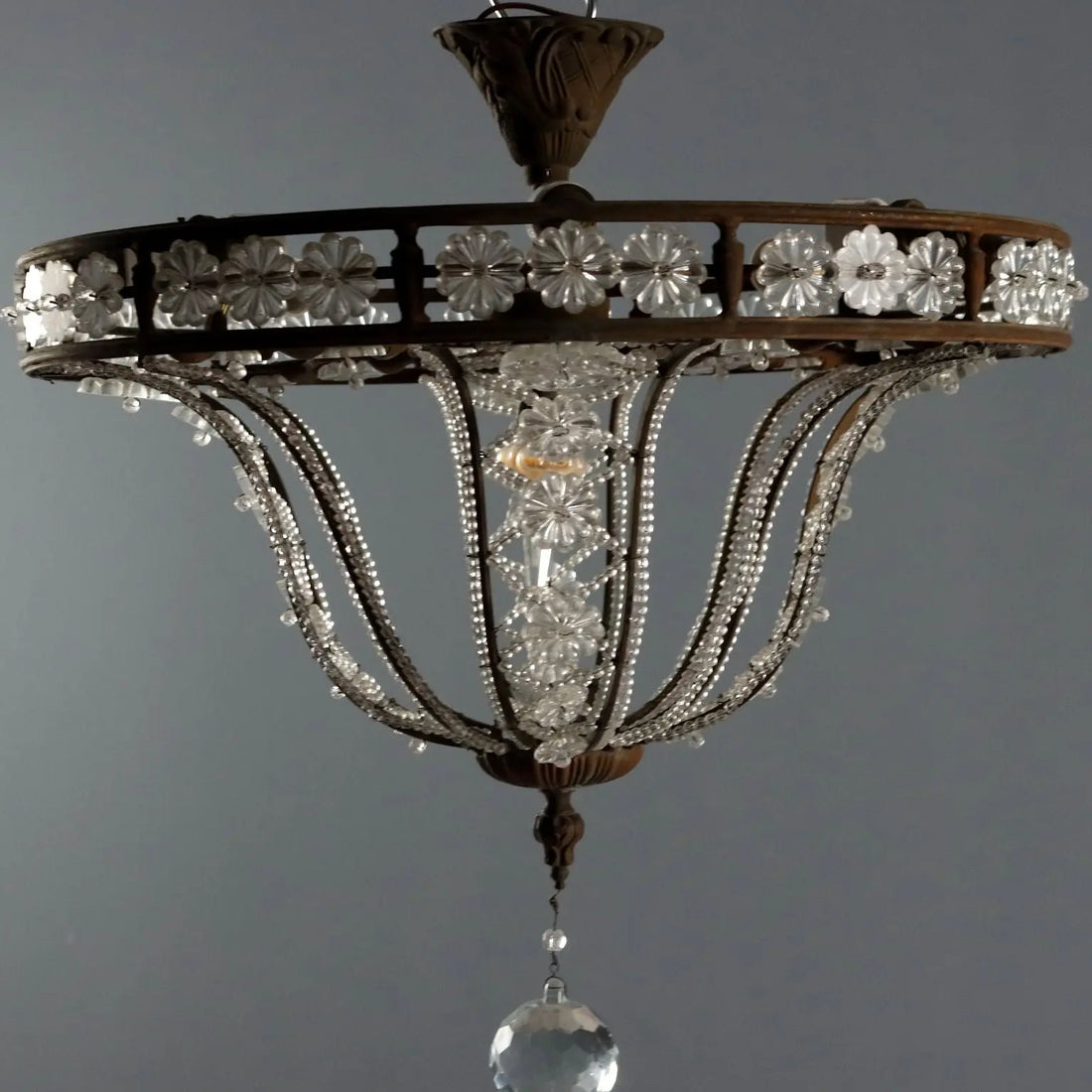 Antique Chandeliers Metal Glass 8 Lights Italy XX Century - Italy, Early XX Century | Antiques | Lighting