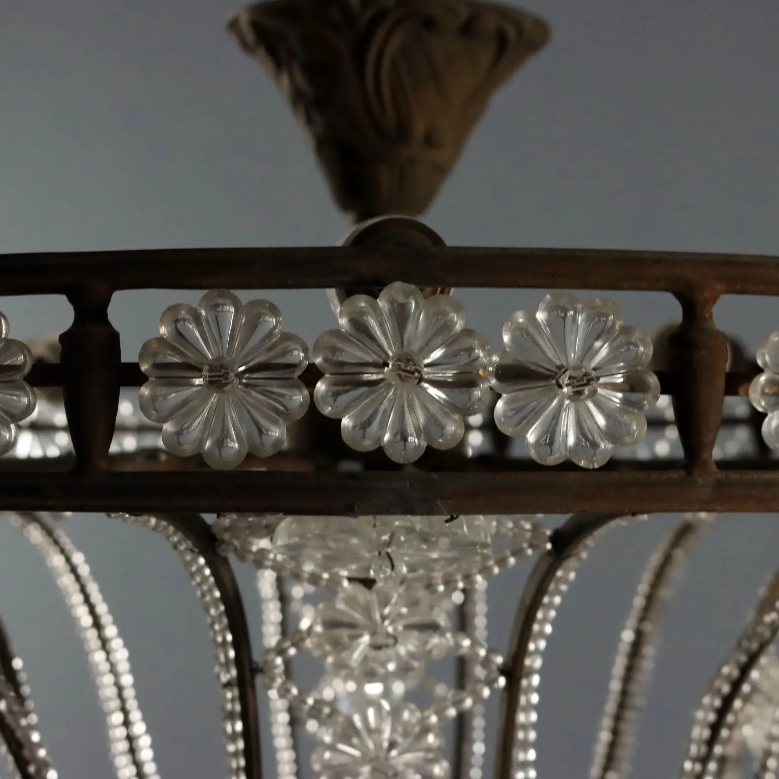 Antique Chandeliers Metal Glass 8 Lights Italy XX Century - Italy, Early XX Century | Antiques | Lighting