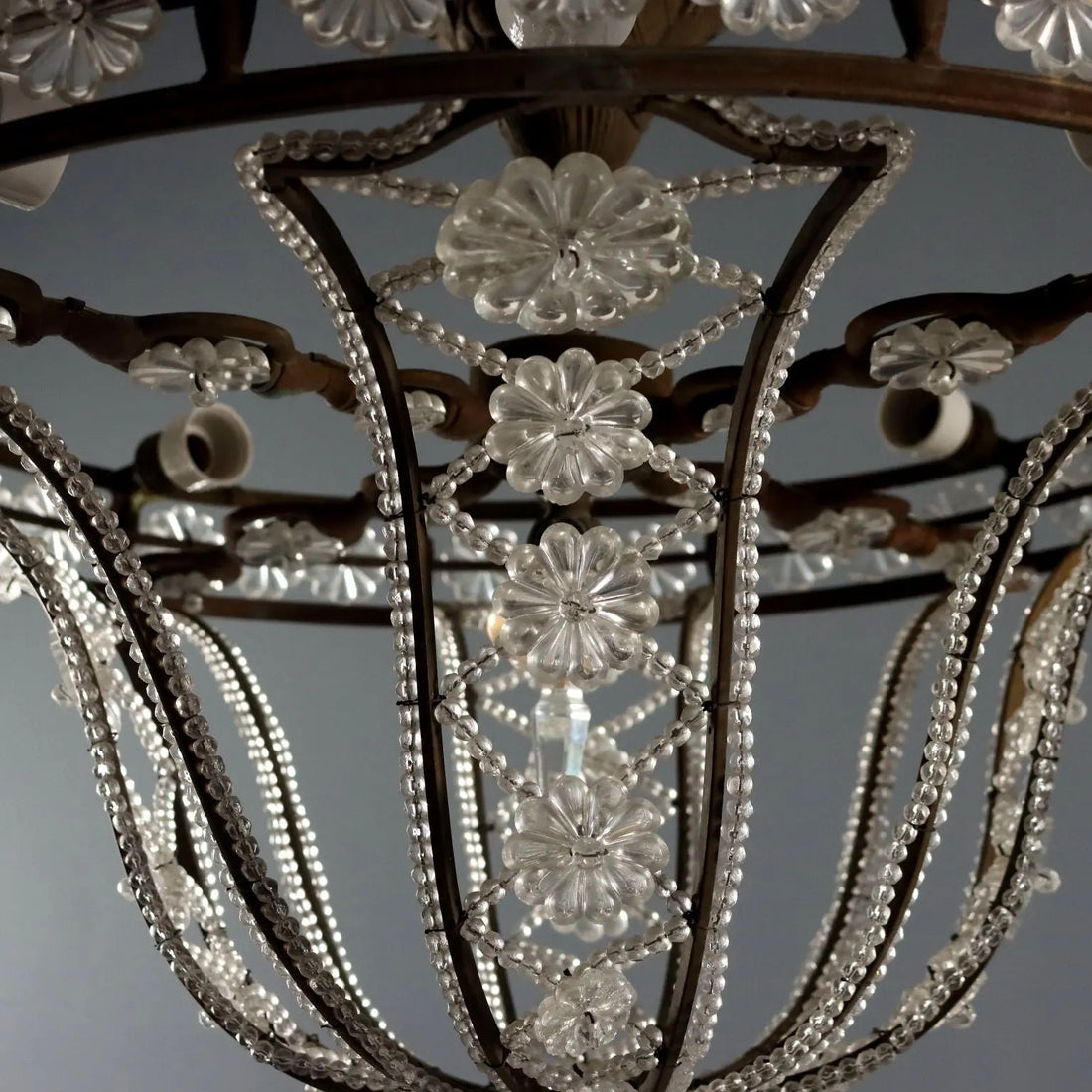 Antique Chandeliers Metal Glass 8 Lights Italy XX Century - Italy, Early XX Century | Antiques | Lighting