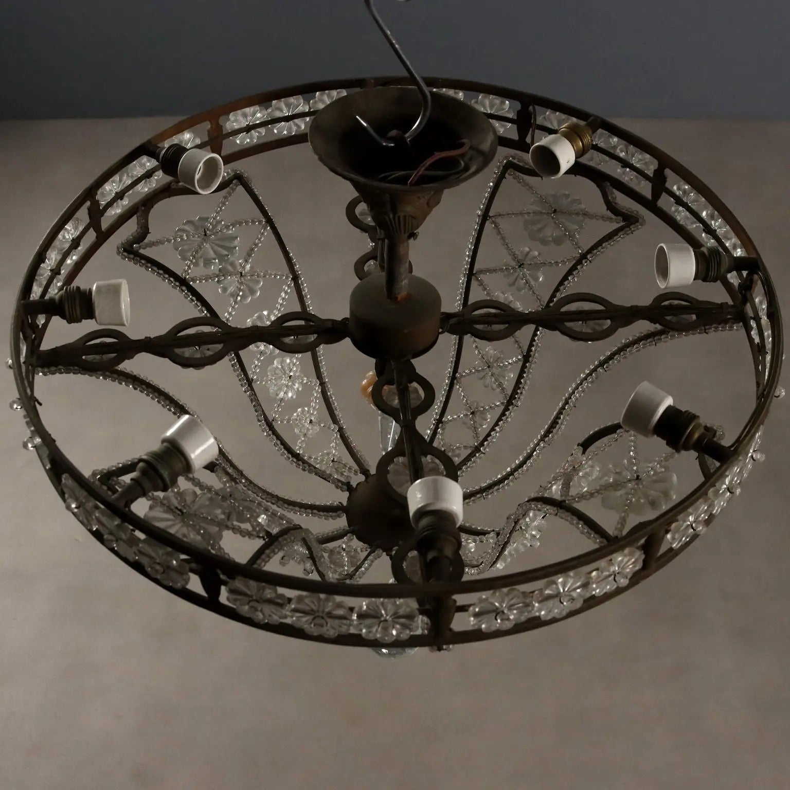 Antique Chandeliers Metal Glass 8 Lights Italy XX Century - Italy, Early XX Century | Antiques | Lighting