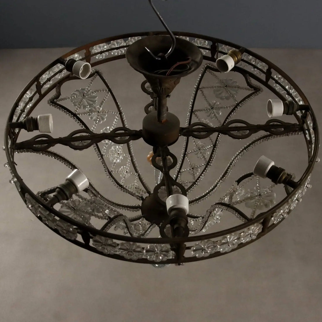 Antique Chandeliers Metal Glass 8 Lights Italy XX Century - Italy, Early XX Century | Antiques | Lighting