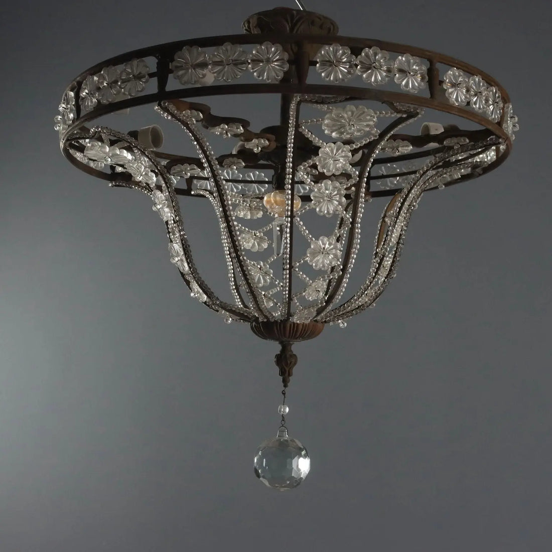 Antique Chandeliers Metal Glass 8 Lights Italy XX Century - Italy, Early XX Century | Antiques | Lighting