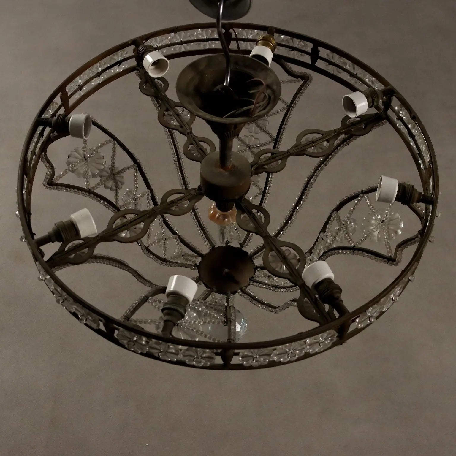 Antique Chandeliers Metal Glass 8 Lights Italy XX Century - Italy, Early XX Century | Antiques | Lighting