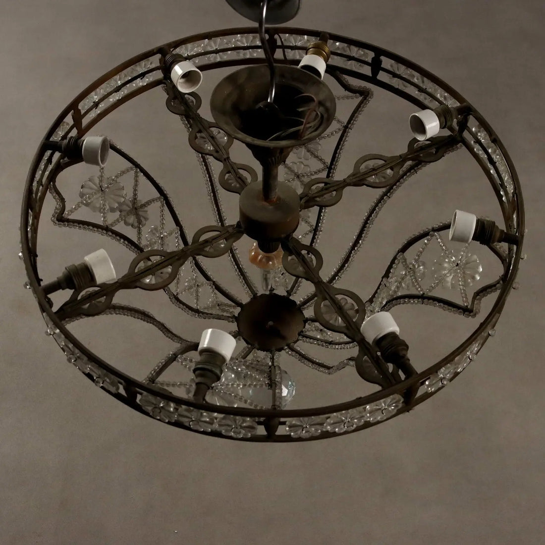Antique Chandeliers Metal Glass 8 Lights Italy XX Century - Italy, Early XX Century | Antiques | Lighting