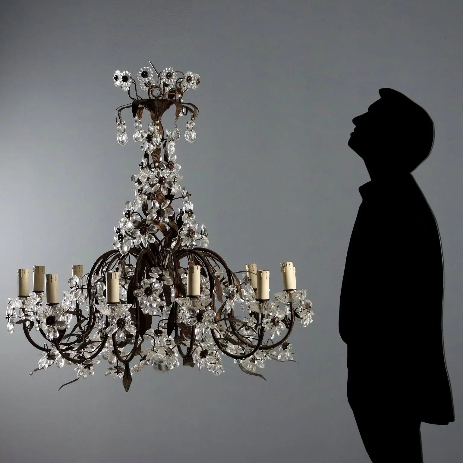 Antique Chandelier Iron Metal 12 Lights Italy XX Century - Italy, XX Century | Antiques | Lighting