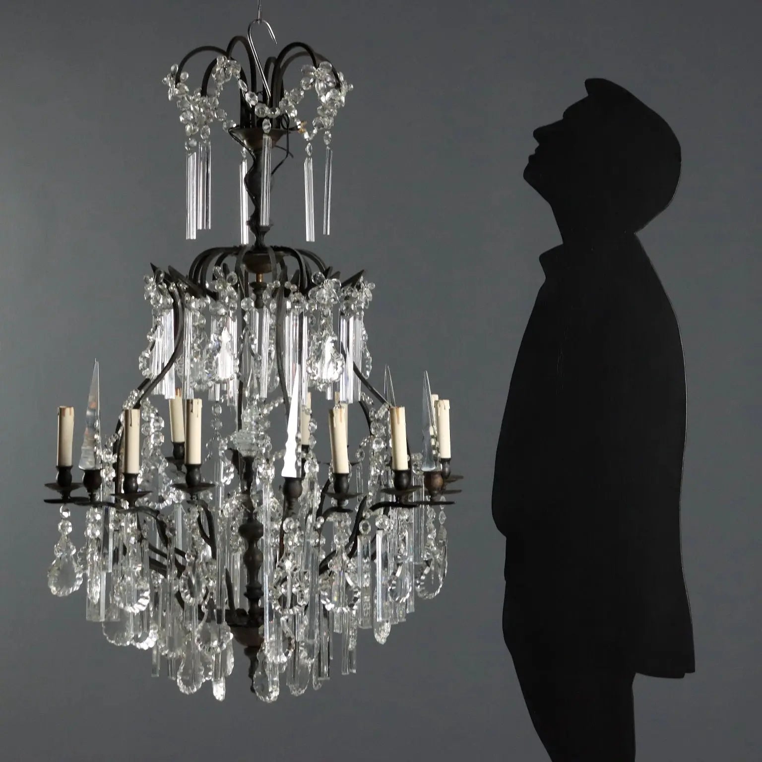 Antique Chandelier Metal Glass 12 Lights Italy XX Century - Italy, Early XX Century | Antiques | Lighting