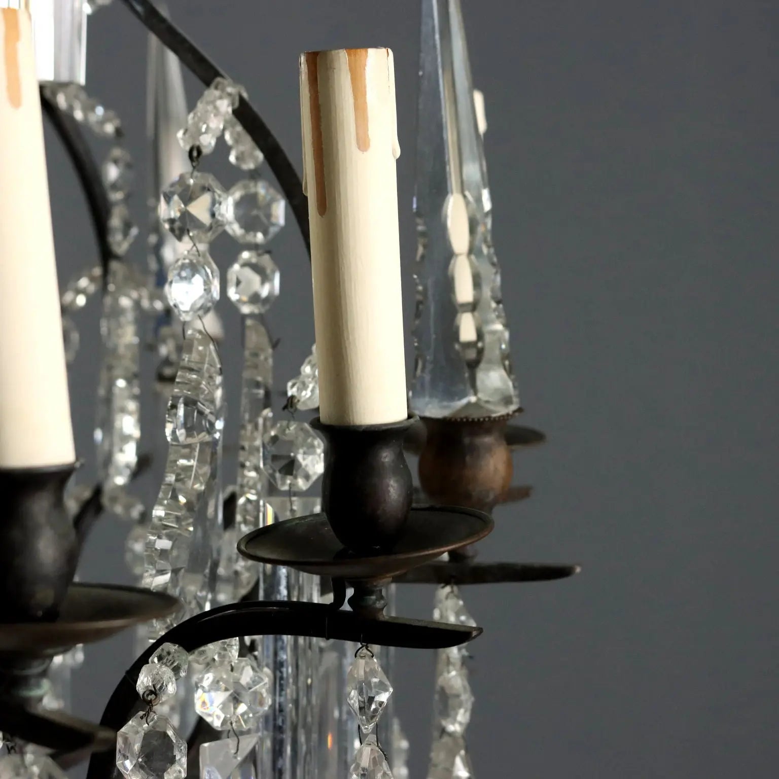 Antique Chandelier Metal Glass 12 Lights Italy XX Century - Italy, Early XX Century | Antiques | Lighting
