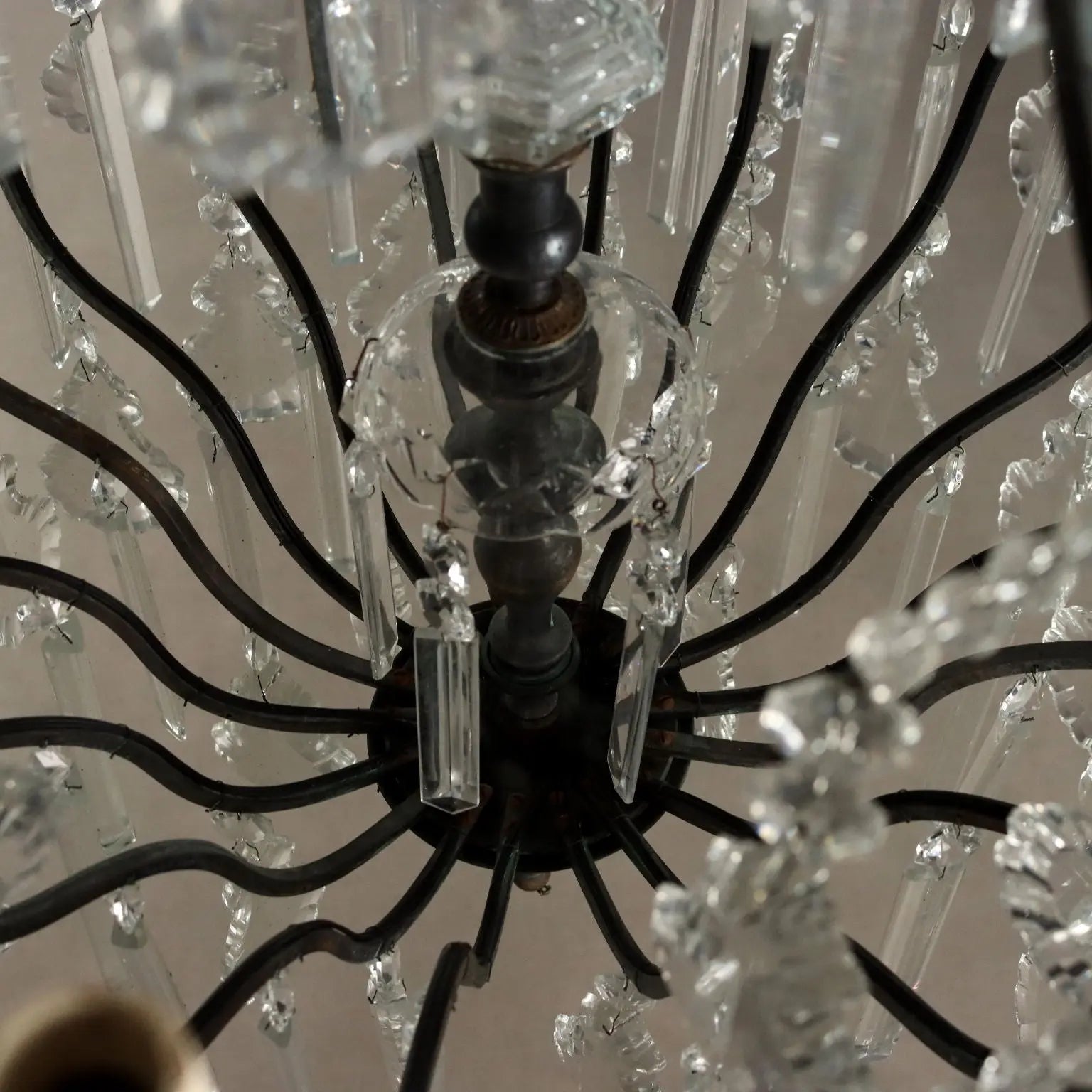 Antique Chandelier Metal Glass 12 Lights Italy XX Century - Italy, Early XX Century | Antiques | Lighting