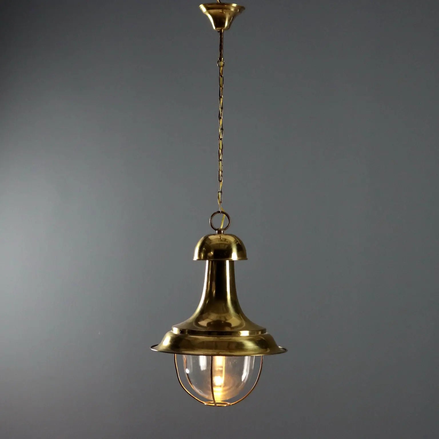 Antique Chandelier Brass Glass Italy XX Century - Italy, XX Century | Antiques | Lighting