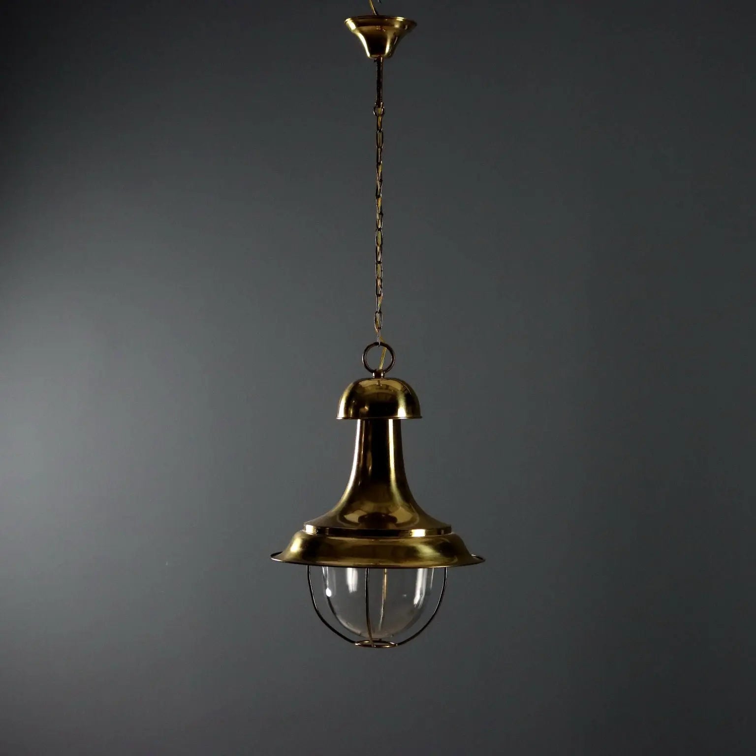 Antique Chandelier Brass Glass Italy XX Century - Italy, XX Century | Antiques | Lighting