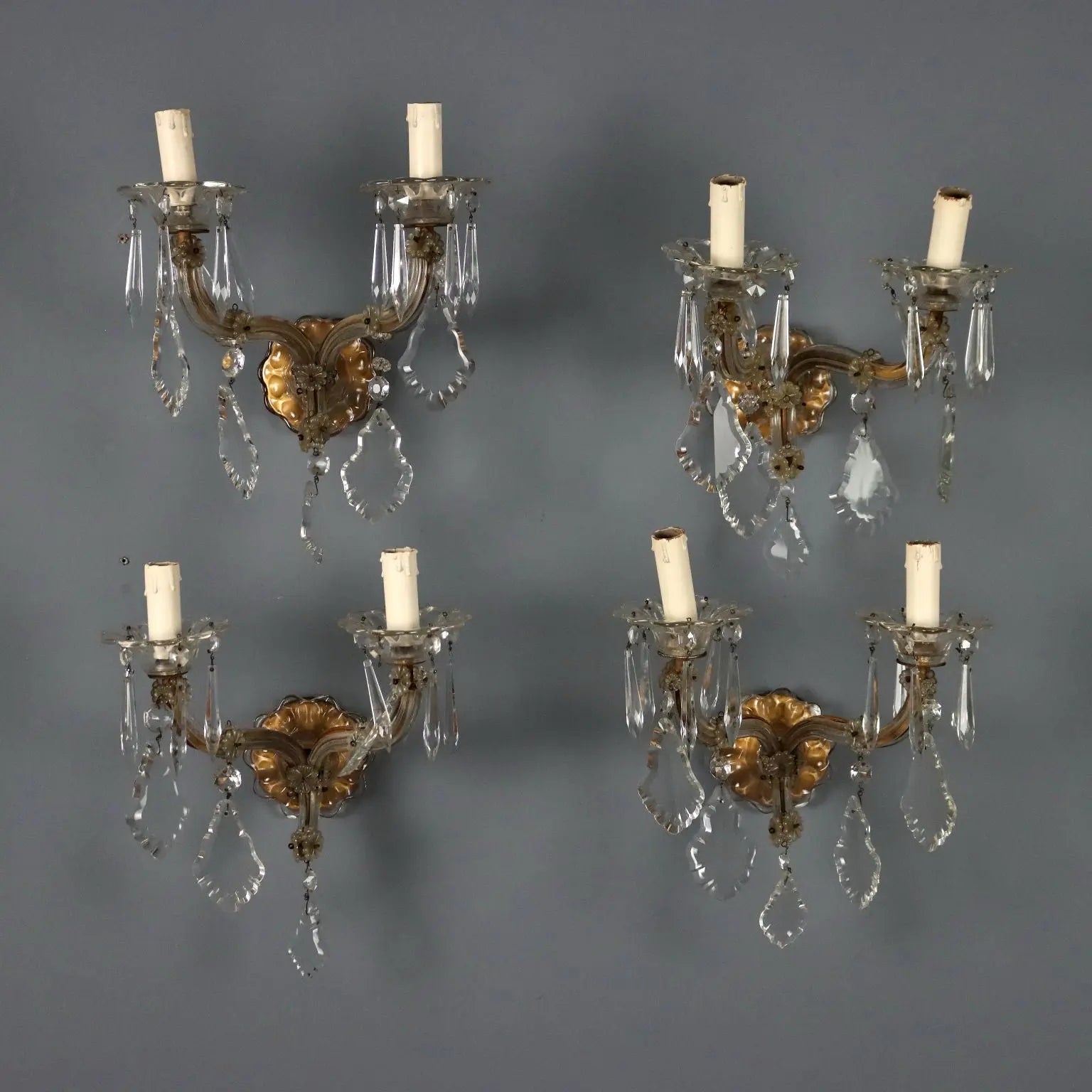 Antique Wall Lamps Maria Theresa Style Metal Glass Italy XX Century - Italy, Early XX Century | Antiques | Lighting