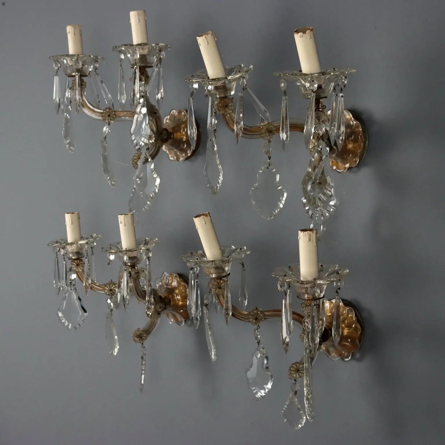Antique Wall Lamps Maria Theresa Style Metal Glass Italy XX Century - Italy, Early XX Century | Antiques | Lighting