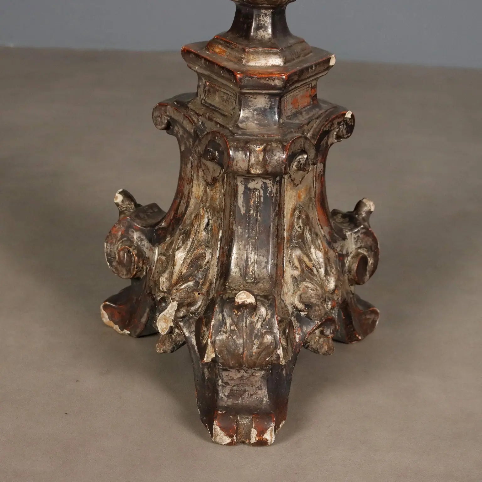 Antique Candelabra Carved Wood Italy XIX Century