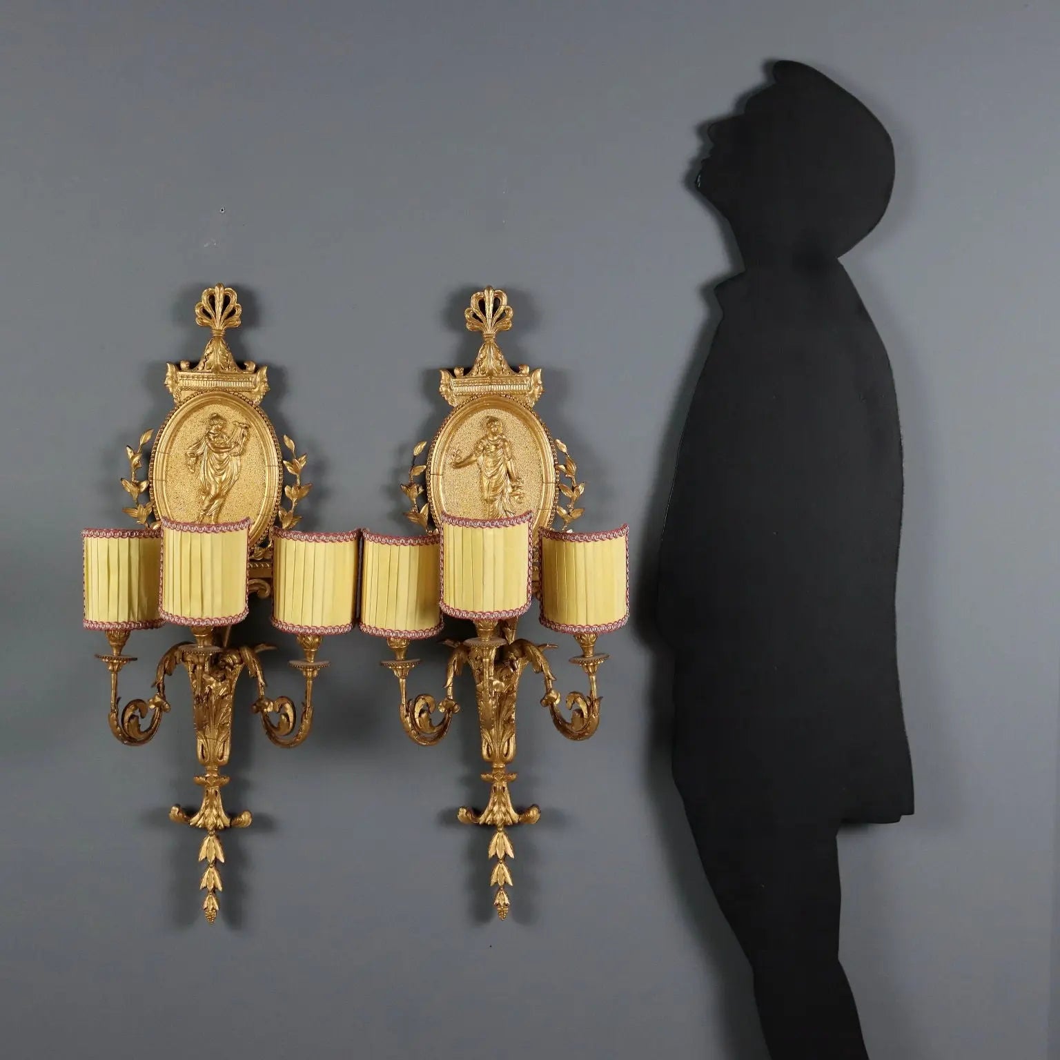 Antique Wall Lamps Neoclassical Style Iron Wood XIX Century