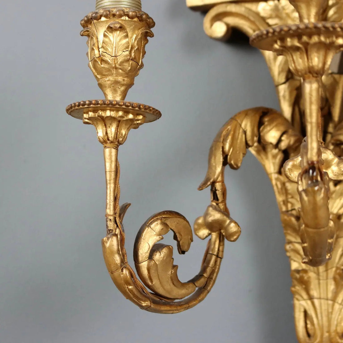 Antique Wall Lamps Neoclassical Style Iron Wood XIX Century