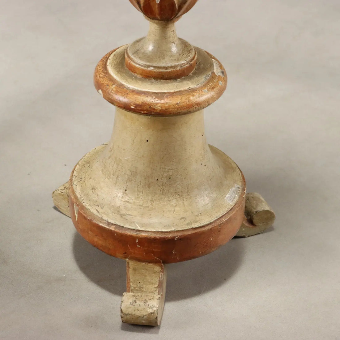 Antique Candelabra Carved Lacquered Wood Fabric XIX Century