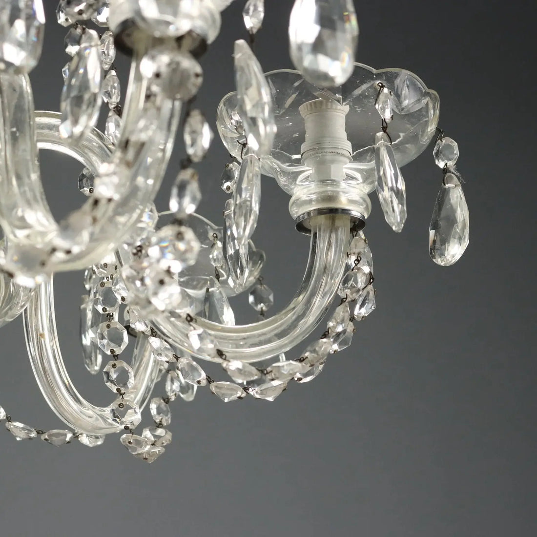Antique Chandelier Glass 5 Lights Italy XX Century - Italy, Early XX Century | Antiques | Lighting
