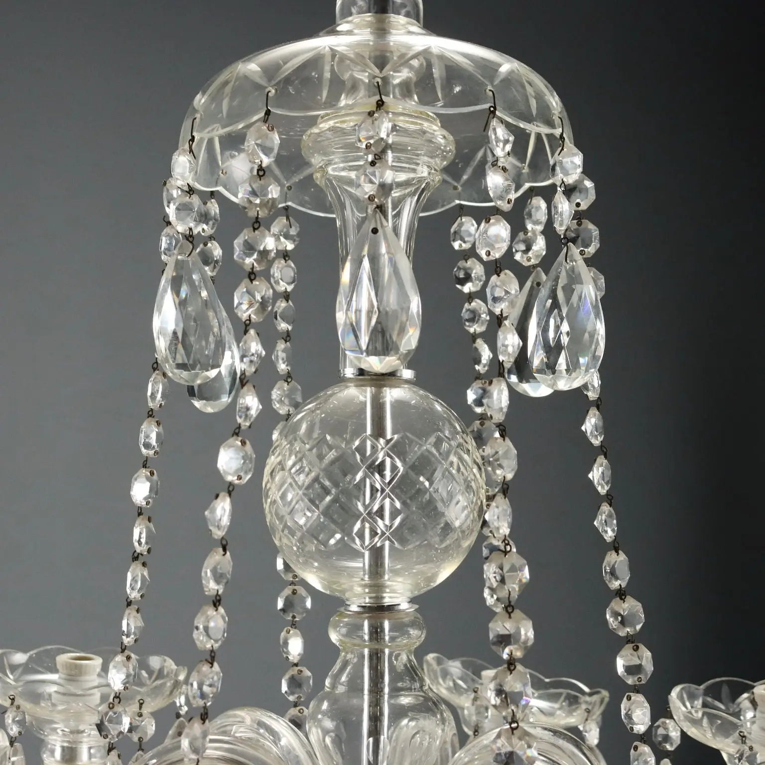 Antique Chandelier Glass 5 Lights Italy XX Century - Italy, Early XX Century | Antiques | Lighting