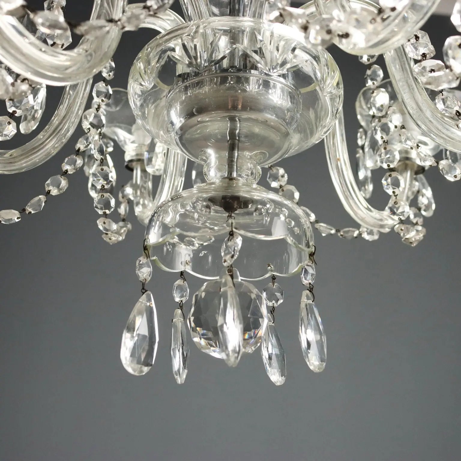 Antique Chandelier Glass 5 Lights Italy XX Century - Italy, Early XX Century | Antiques | Lighting