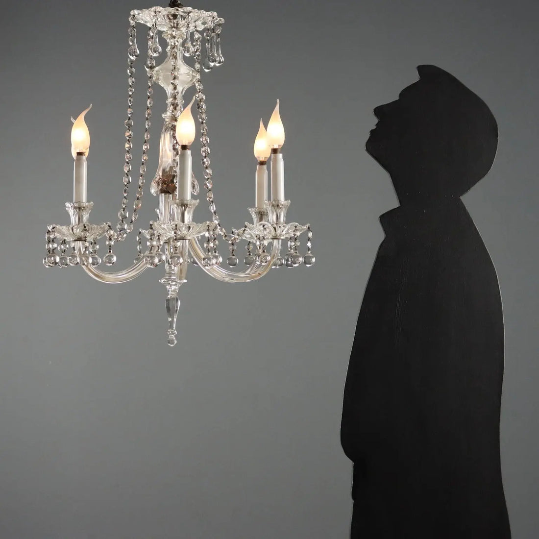 Antique Chandelier Glass 6 Lights Bobeches Italy XX Century - Italy, Early XX Century | Antiques | Lighting