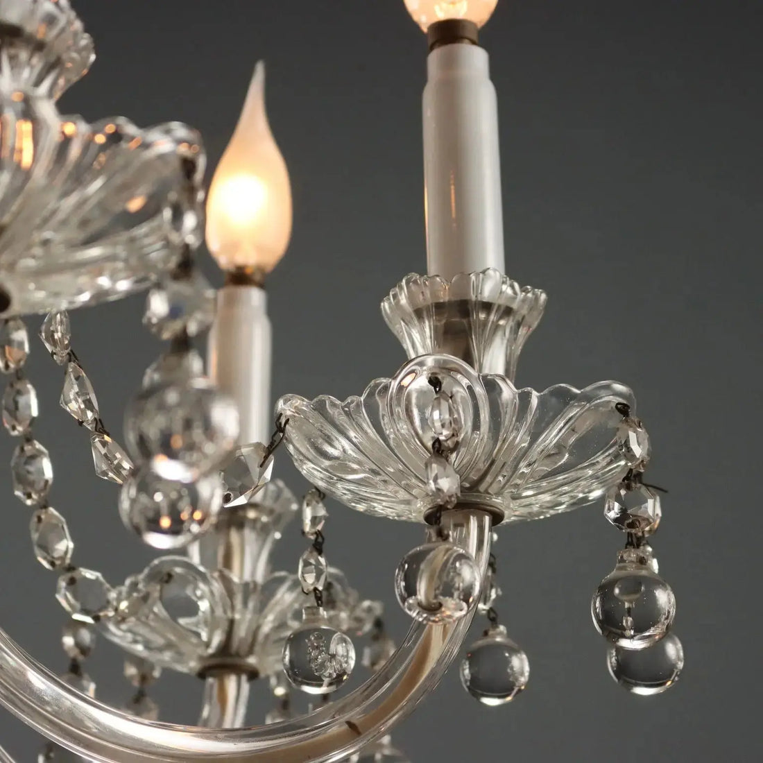 Antique Chandelier Glass 6 Lights Bobeches Italy XX Century - Italy, Early XX Century | Antiques | Lighting