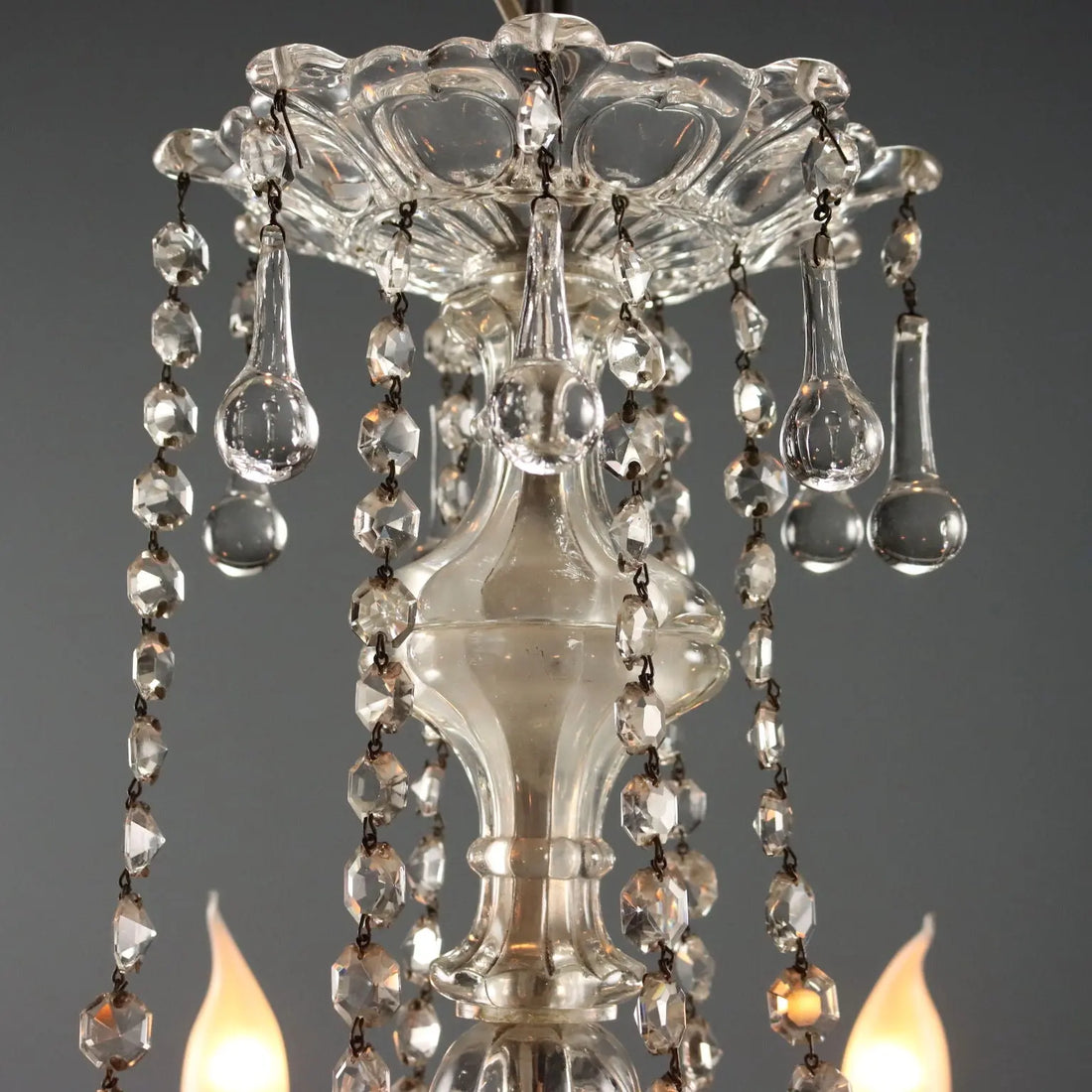 Antique Chandelier Glass 6 Lights Bobeches Italy XX Century - Italy, Early XX Century | Antiques | Lighting