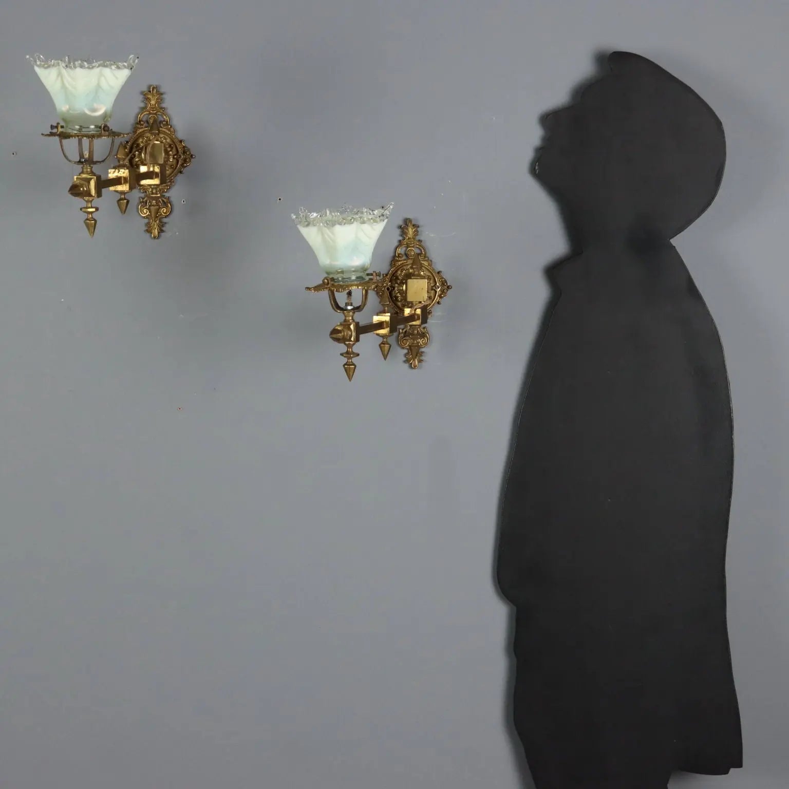 Antique Wall Lamps Brass Glass Decorations Italy XX Century