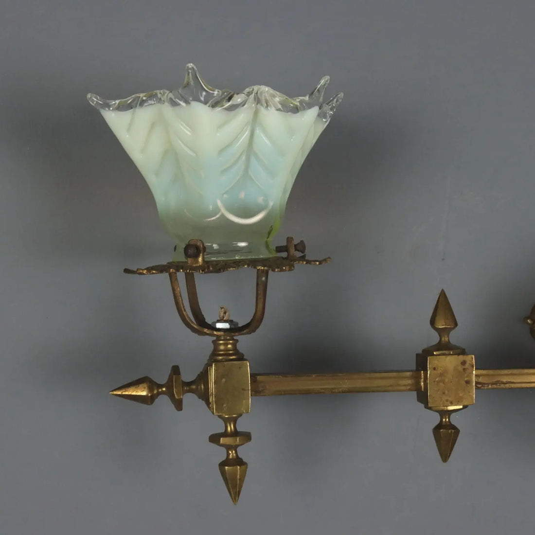Antique Wall Lamps Brass Glass Decorations Italy XX Century